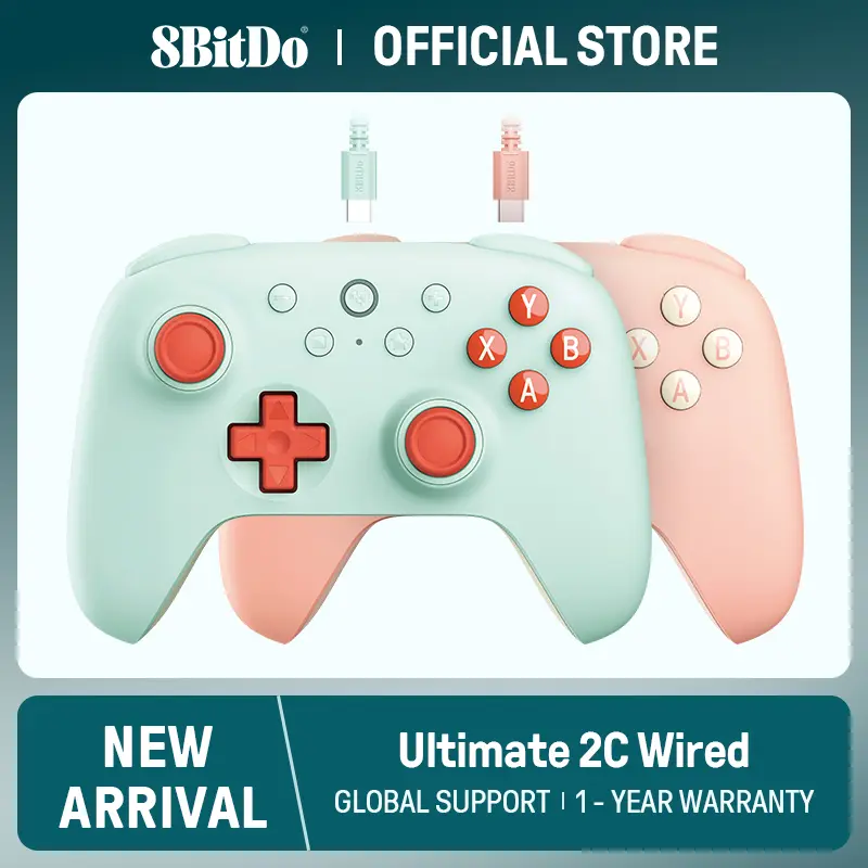 8BitDo - وحدة تحكم ألعاب سلكية Ultimate 2C جديدة للكمبيوتر الشخصي، ويندوز 10، 11، Raspberry Pi، أندرويد