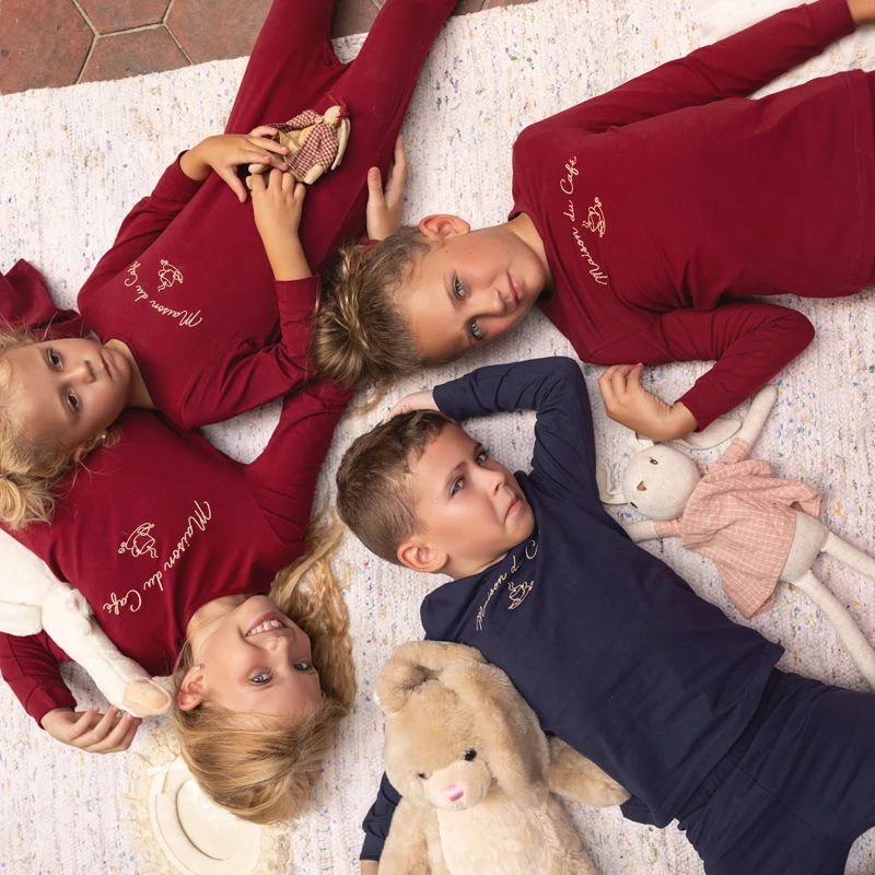 Ali Plus AW26 Maison du Café Collection girls and boys baby pajama and nightgown
