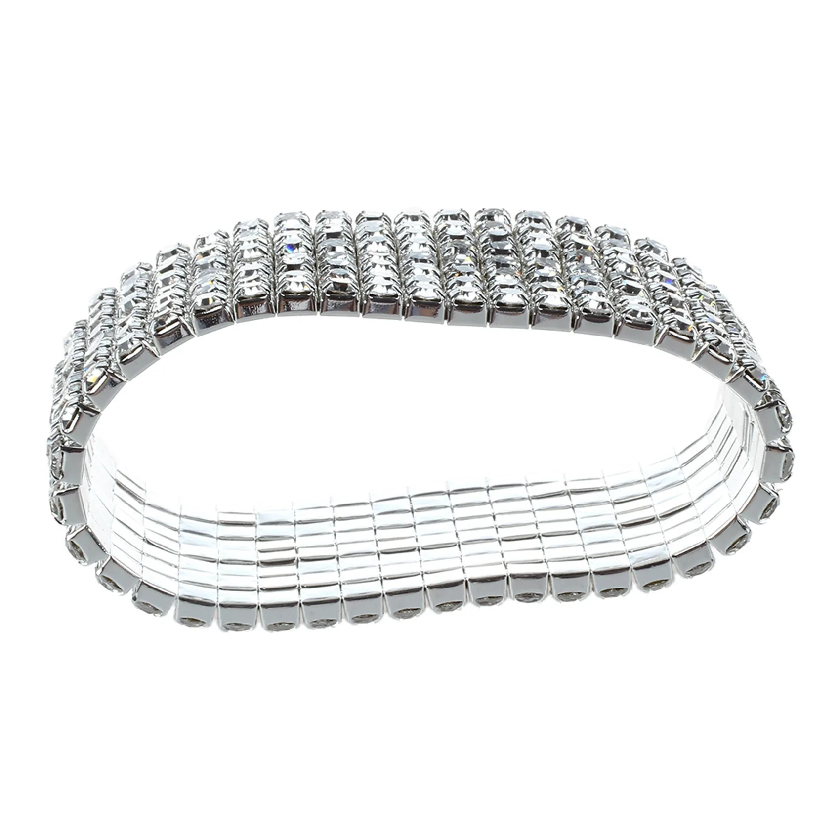 

A09P 2X Wedding Bridal Stretchy 8 Row Rhinestone Bracelet Bangle 28 Mm