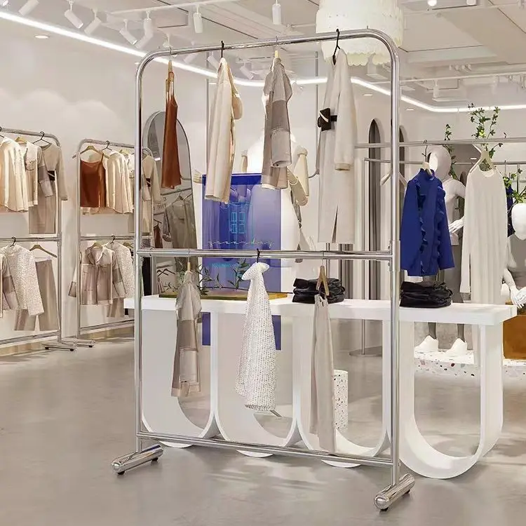 Stainless steel adjustment double-layer hanger clothing store multi-layer display