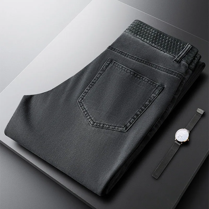 

Shorts en jean noir et gris, pantalon droit, homme, confortable et élastique, long, nouvelle collection printemps