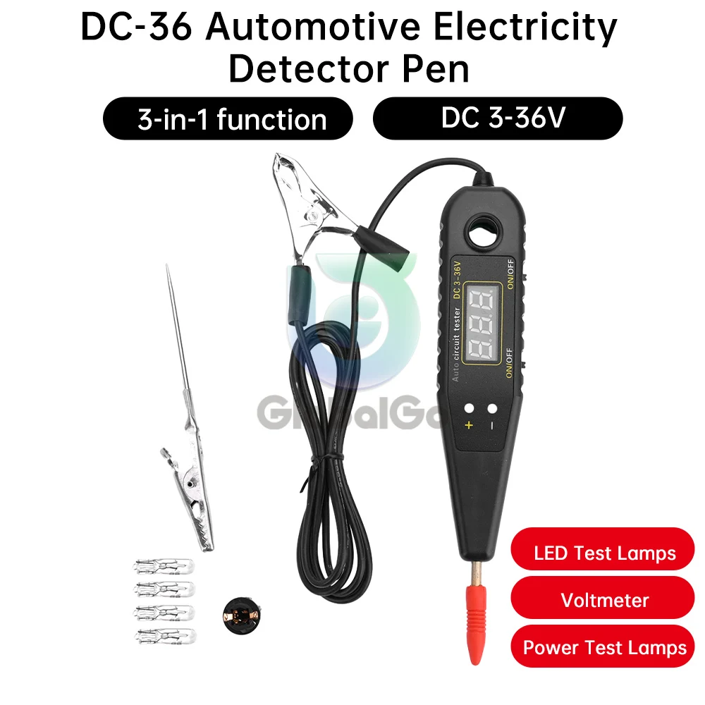 

DC 0-36V Auto Circuit Tester Vehicle Pulse Sensor Signal LED Light Testing Pen Probe Car Power Voltmeter LED Diagnostic Tool