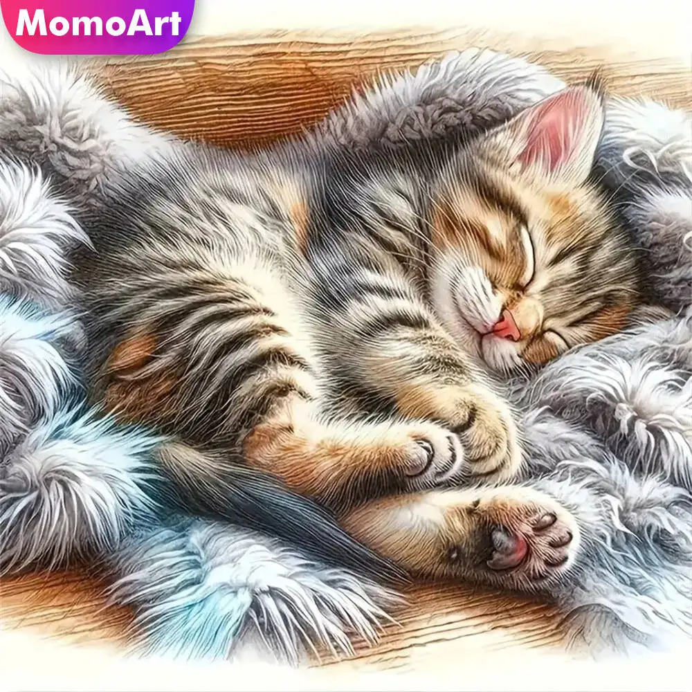 

Momoart Cat Diamond Mosaic Animal Suitable For Beginners Painting DIY Picture Rhinestones Diamond Embroidery Handmade Hobby