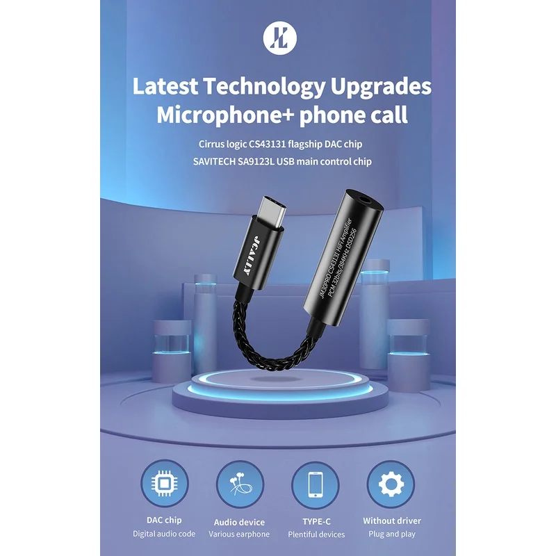 JCALLY JM30PRO Digital Audio DAC Adapter Cable TYPEC To 3.5 Adapter Android Mobile Phone CS43131 DAC JM30 Upgrade for Xiaomi 13