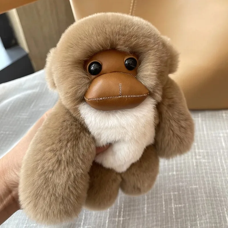 Lucky Little Monkey Cute Rex Rabbit Hair Long Arm Monkey Car Keychain Pendant Cute Plush Doll Bookbag Pendant Gift - Image 3