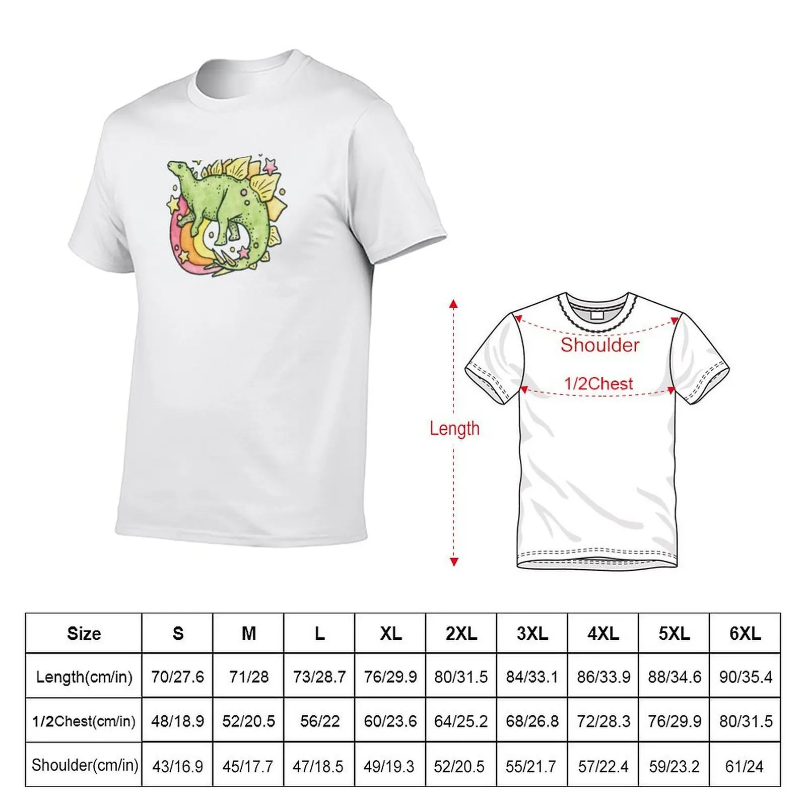 Stegosaurus Rainbow Retro Dinosaur T-Shirt customs design your own fashion shirts men t shirt