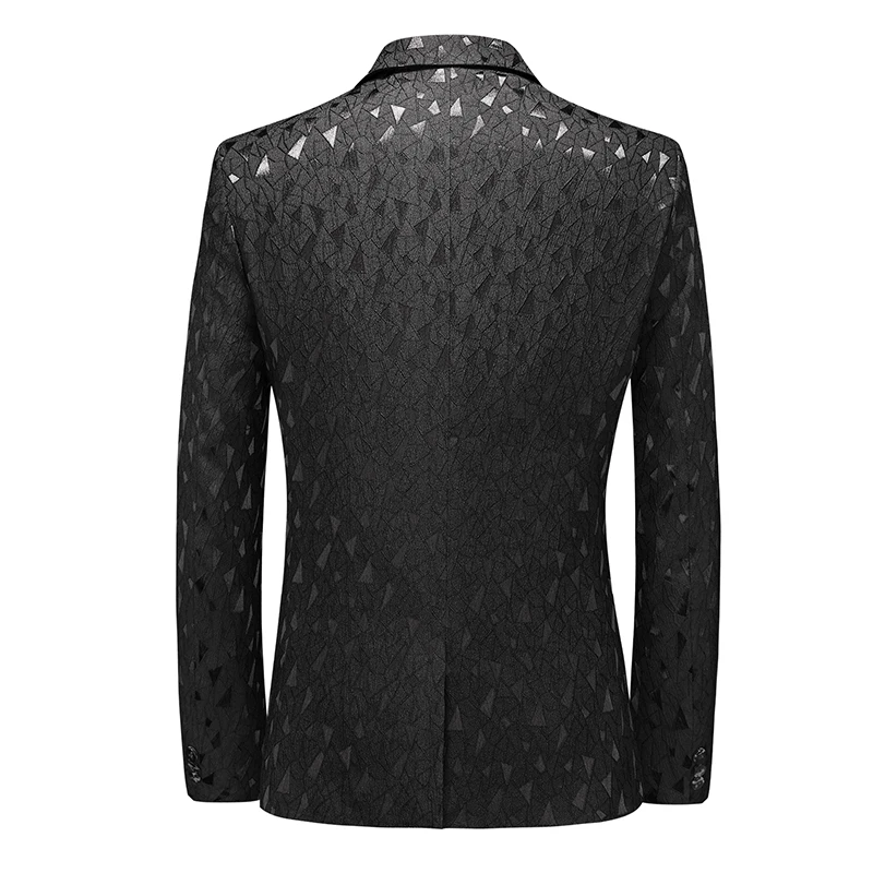 Classic Black Jacquard Suit Men\'s Business Casual Coat Size 6XL-S Fashion Men Wedding Party Tuxedo Dress Blazers Slim Fit Tops