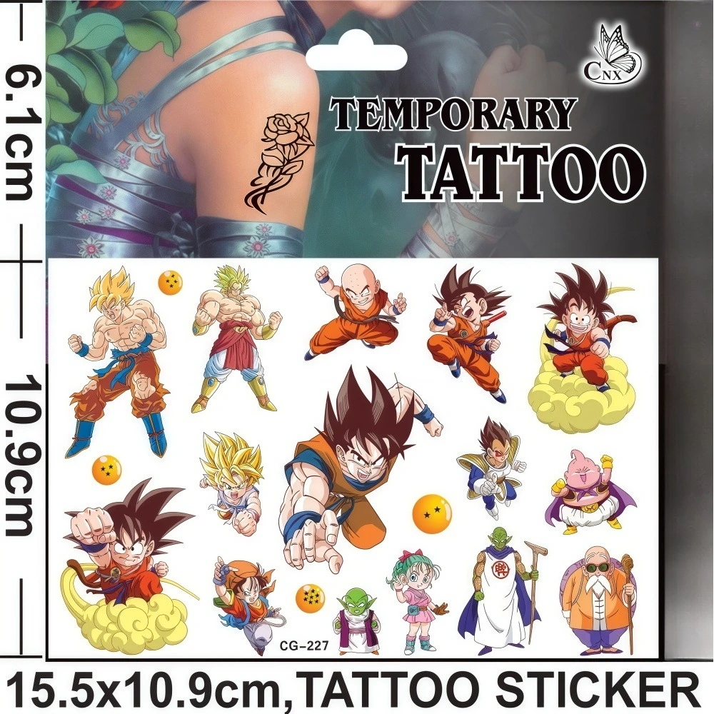 Dragon Ball Kids Temporary Tattoos Water Transfer Stickers Safe Skin Fun Designs Classroom Rewards Party Favors Easy ApplyRemove