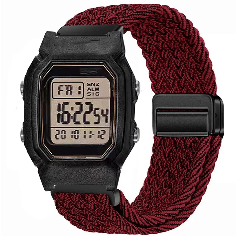 18mm Nylon-Elastikband für Casio AE1200/1300, magnetisches, atmungsaktives Armband für F91W/W218/F108/A159 A158 A168 A169, geflochtenes Band – Detail 10