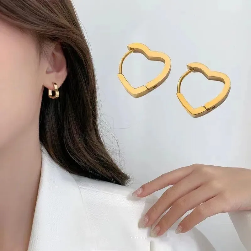 Stainless Steel Gold Color Square Hoop Earrings for Women Punk Hip-Hop Metal Geometric Earrings Trend 2024 Fashiom Jewelry Party
