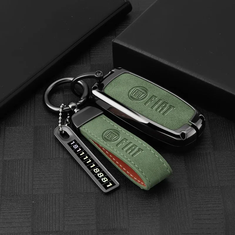 

Zinc Alloy Leather Car Key Case Cover Shell For Fiat Freemont Toro 500L 500X 2016 2017 2018 Dodge Jeep Chrysler Car Accessories