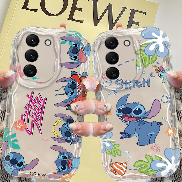 Disney Funda Stitch Cream Phone Case For Samsung S 24 23 22 21 20 FE Ultra Plus M54 40S 22 11 10 2 2S Funda Shell Cover Capa