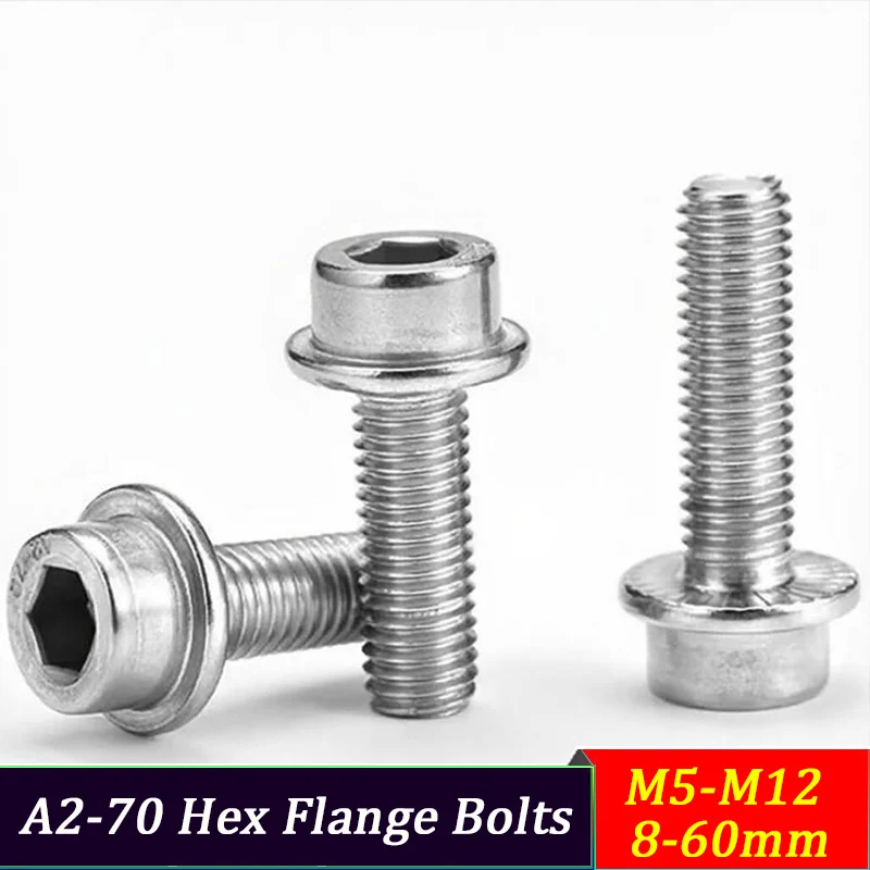 

Stainless Steel 304 A2-70 Hex Flange Bolts M5-M12 8-60mm with Serrated Washers Anti-Loose for Machinery And Marine Use
