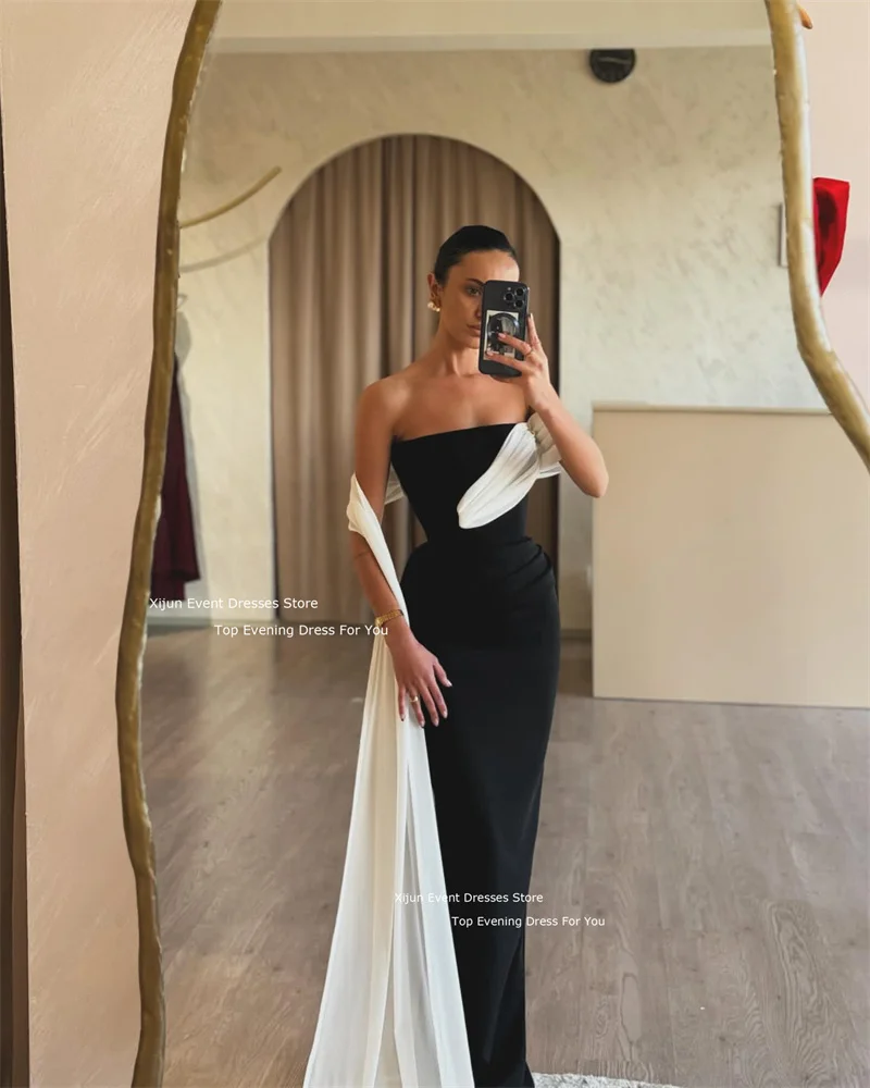 Xijun Elegant Black Mermaid Evening Dresses Off The Shoulder Formal Prom Dresses Floor Length Prom Gowns Customized 2024 Women