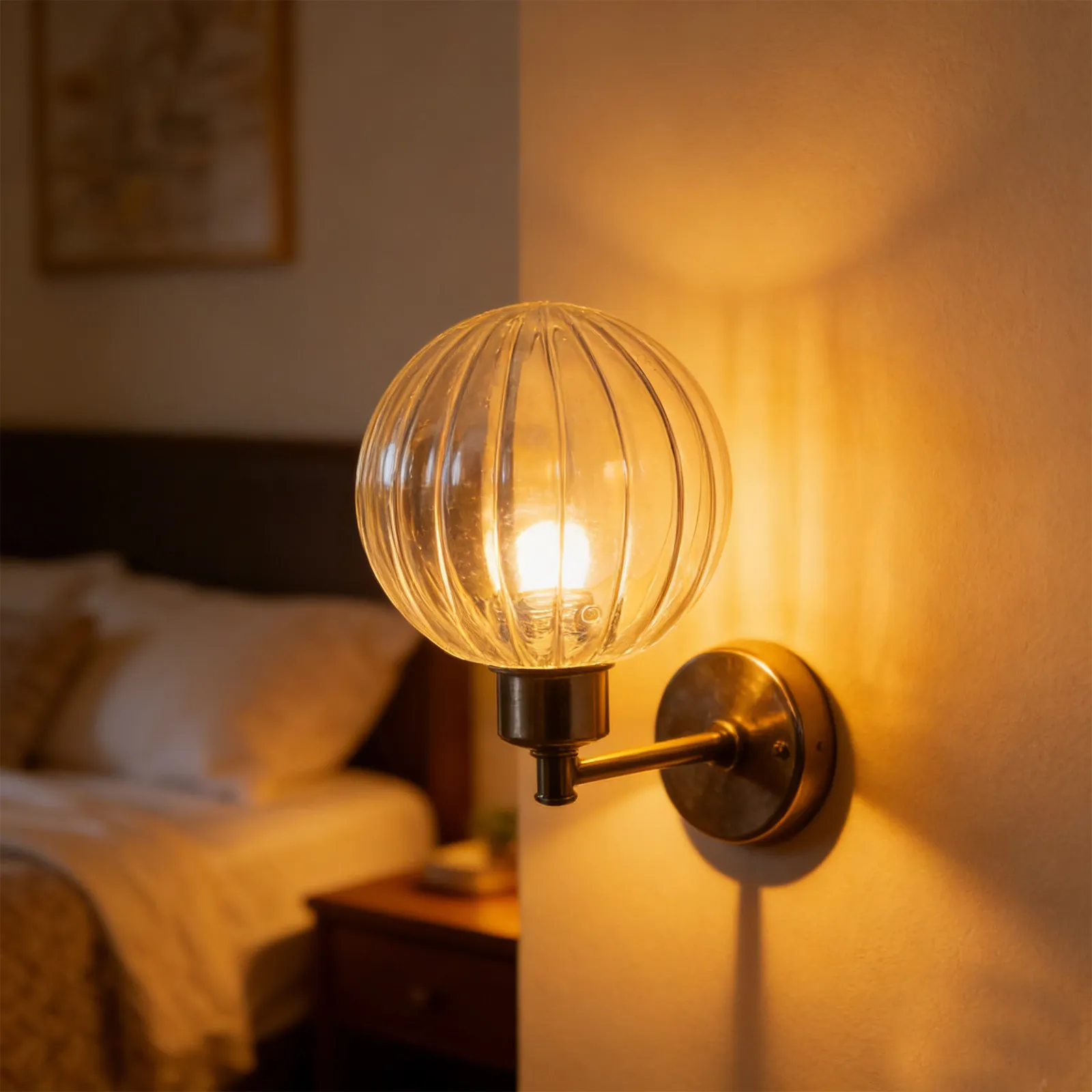 

Striped Ribbed Glass Lampshade G9 Clear Globe Replacement 4.7 Inch Round Lamp Cover Pendant Fixture Lighting Pendant Globe Shade