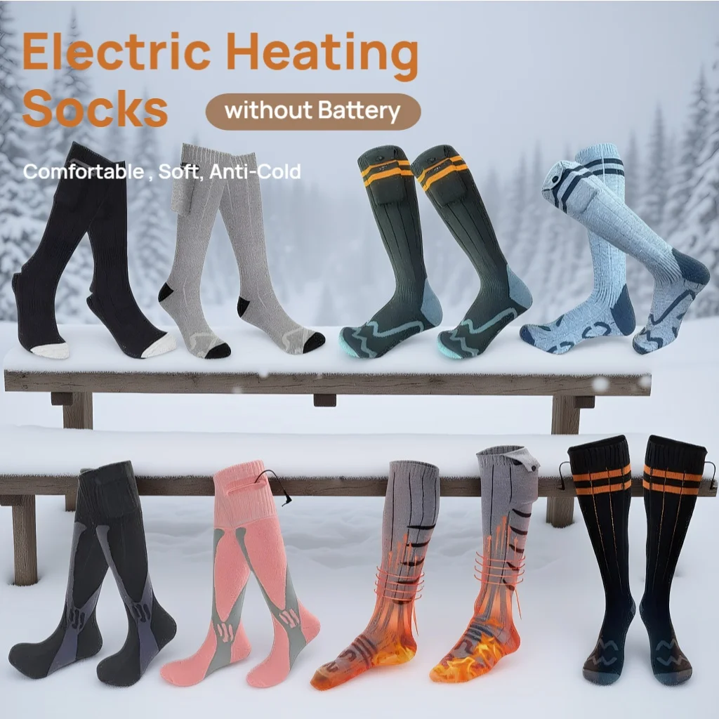 الشتاء التدفئة الجوارب بدون بطارية سميكة تسخين كهربائي الجوارب الباردة واقية الحرارية ساخنة جهاز تدفئة القدمين الجوارب الطويلة للتزلج #2
