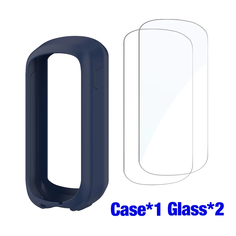 Glass+Case for Garmin Edge Explore 2 Screen Protector Tempered Glass&Soft Silicone Protective Bumper Cover Explore2 Accessories