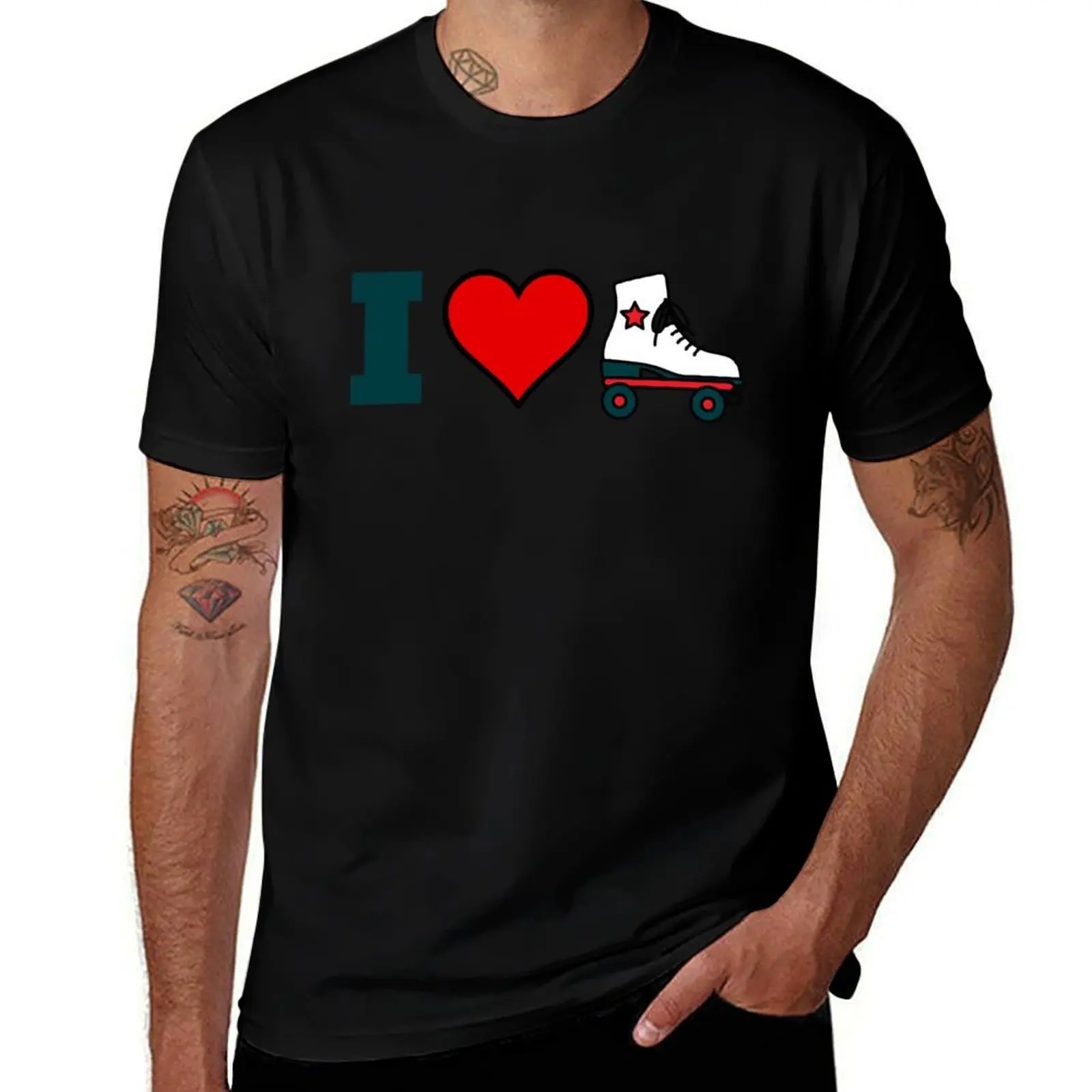 

I love roller skating - retro quad skate T-Shirt new edition valentines clothes blanks mens workout shirts