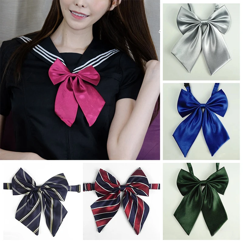 

Women Bowties Tie Fashion Solid Color Women's Bowknot Tie Female Girls Student Waitress Neck Wear Ribbon Ties Shirt Accessories