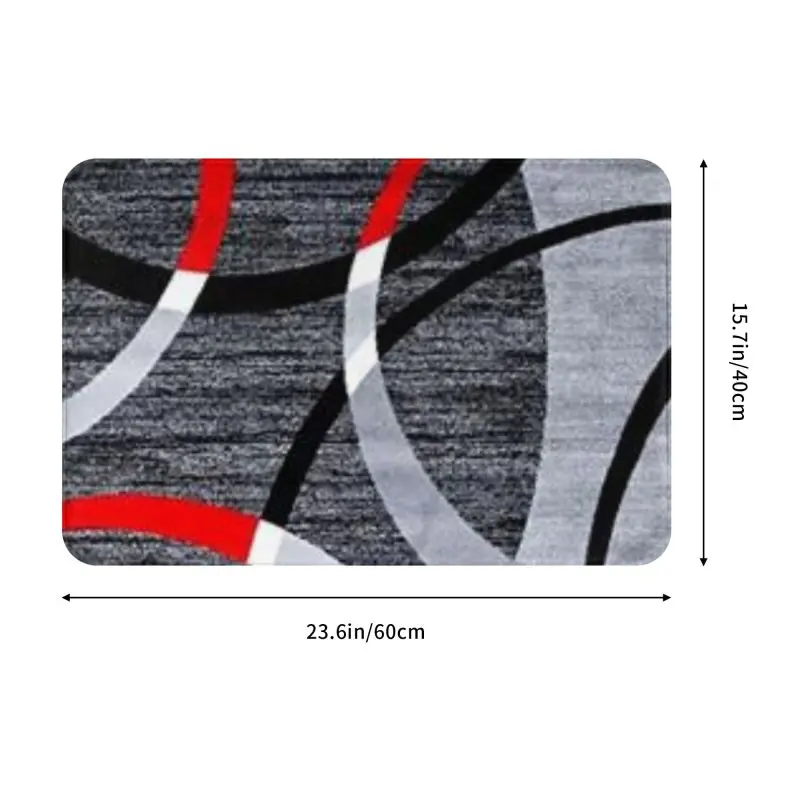 Personalized Modern Abstract Gray Red Swirls Doormat Mat Anti-Slip Geometric Pattern Bath Kitchen Garage Rug Carpet 40*60cm