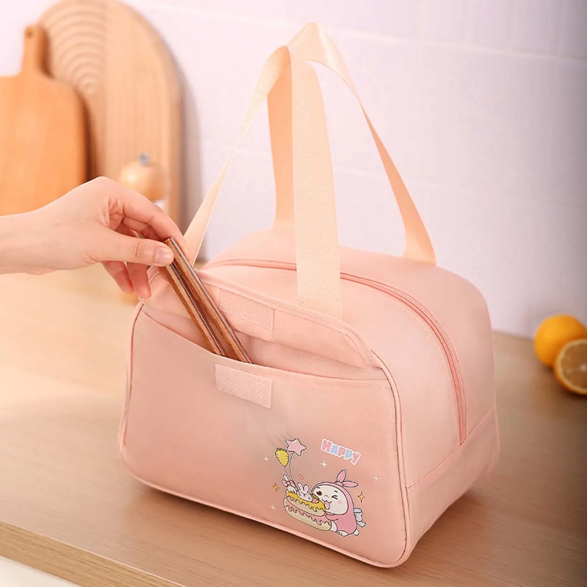 

New animated cartoon half circle meal bag Student meal bag picnic ice bag Work lunch bag insulated lunch box bag