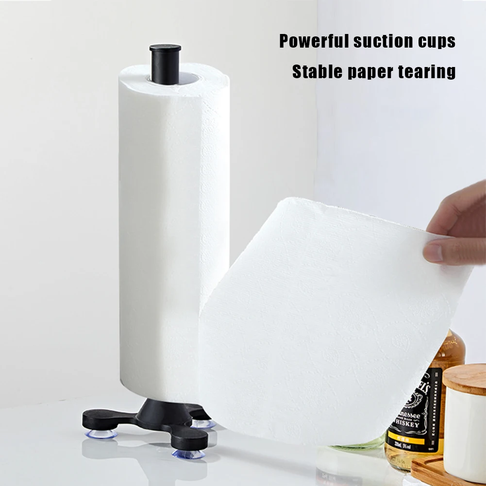 Toilet Paper Holder Aluminum Suction Cup Vertical Kitchen Roll Paper Towel Holder Tin Foil Cling Wrap Organizer WC Accessories