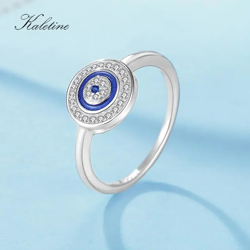 KALETINE Luxury 925 Sterling Silver Ring Lucky Blue Stone Evil Eye Rings For Women Blue Stone Wedding Turkish Mens Jewelry