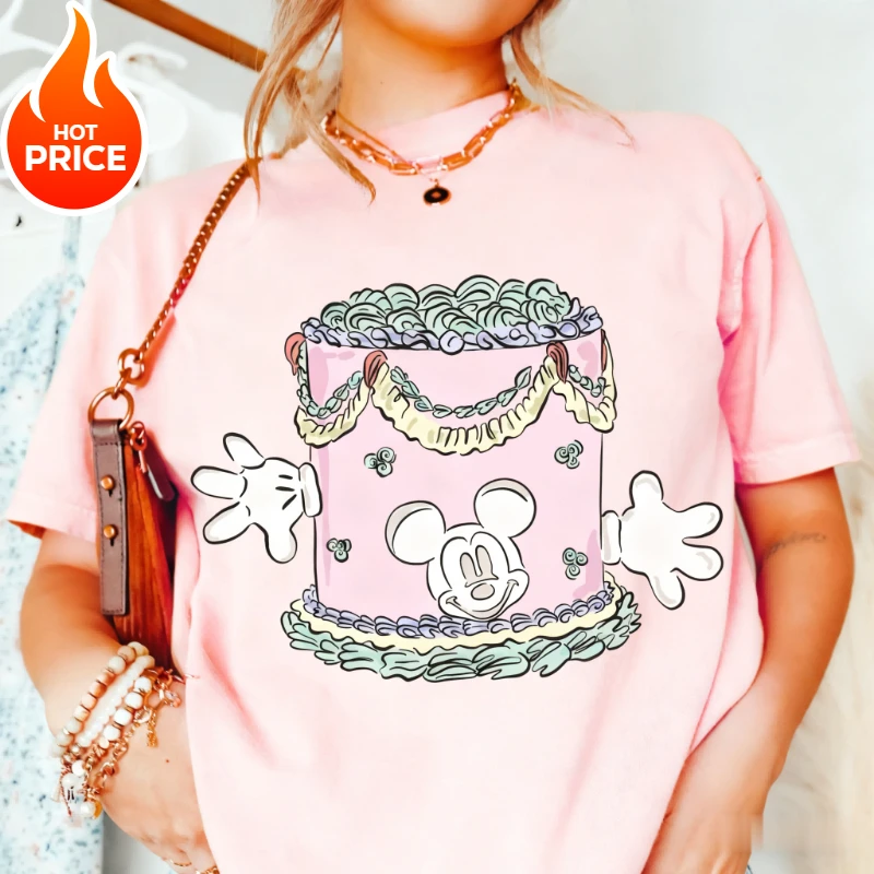 ديزني ميكي ماوس 2026 صبي فتاة تيشيرت صيفي الأسرة الوالدين والطفل ارتداء المتضخم عادية الرجال النساء قصيرة الأكمام تي شيرت Y2k #1