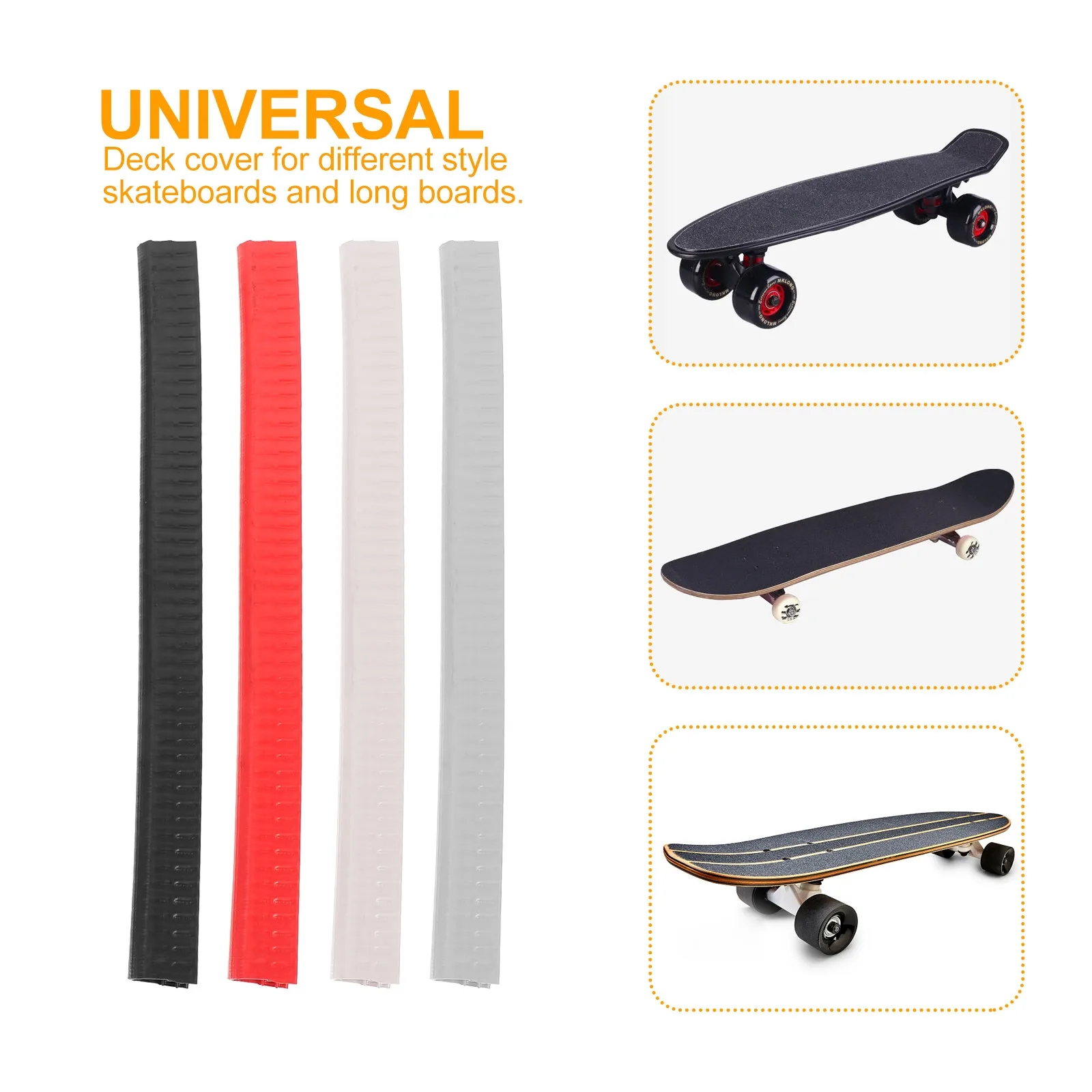 

Комплект из 4 защитных накладок для края деки скейтборда, U-образная резиновая уплотнительная лента, простая установка без инструментов, защита от ударов