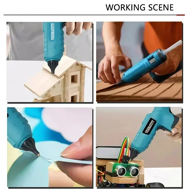 Electric Handheld Cordless Hot Glue Gun Repair DIY Hot Melt Welding Hot Air Gun Anti-scald NozzleTool For 18V-20V Battery
