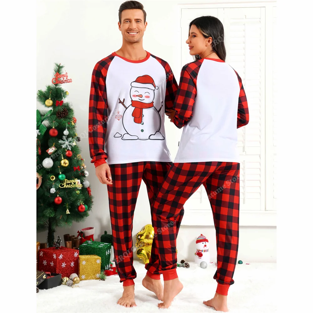 Christmas Pajamas Family Sleepwear Sets Xmas Plaid pjs Couples Pajamas Mens and Womens Christmas Costumes Red Green XS -XXXL