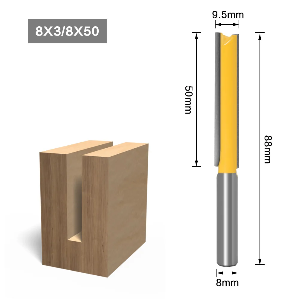 1/2PCS Extended Straight Edge Trimmer 8mm Shank Alloy Woodworking Milling Cutter Computer Engraving Machine Slotting Tool