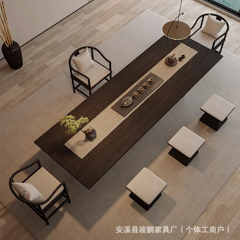 DSA solid wood large board tea table household living room tea table and chair combination office reception room wabi sabi wind