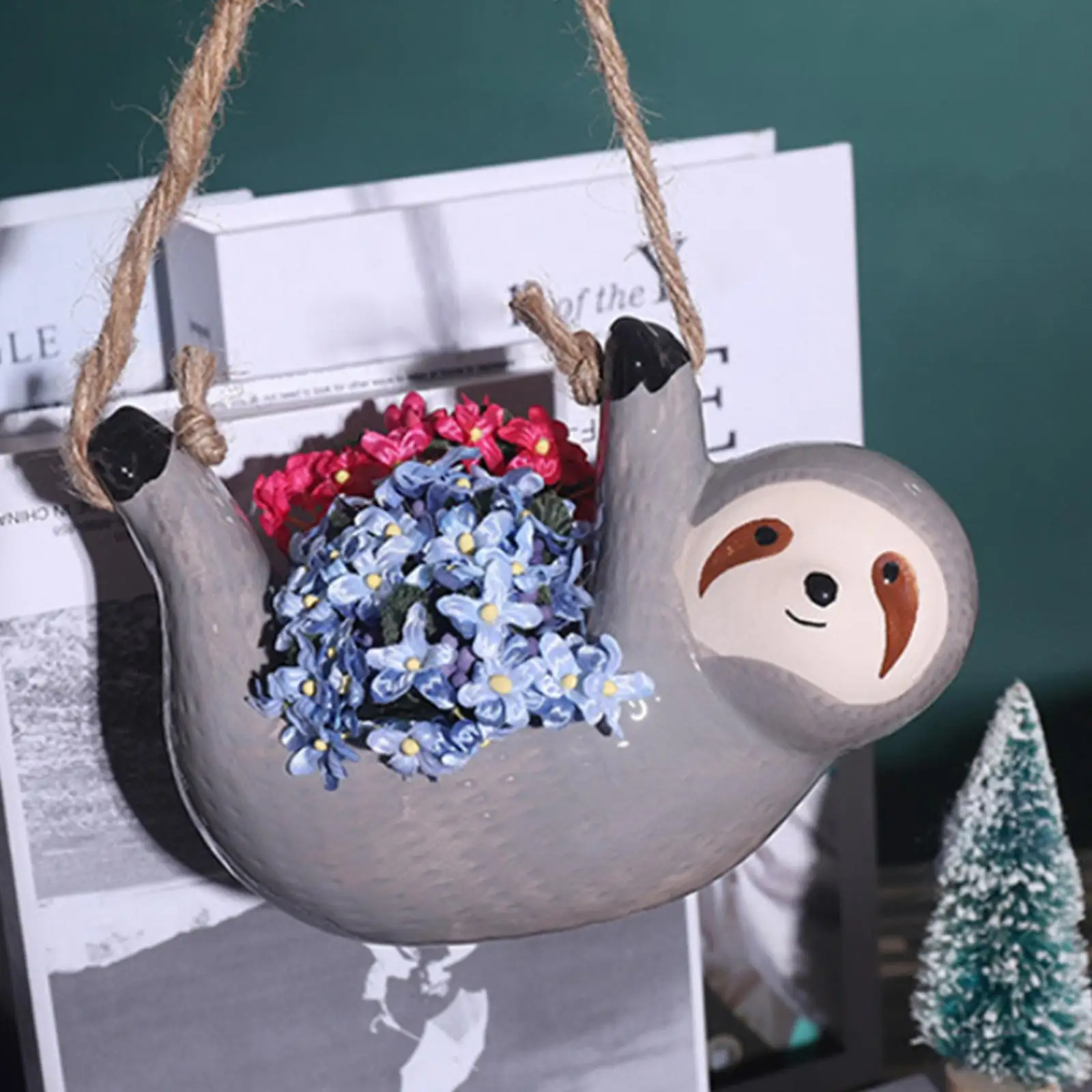 Animal Shaped Hanging Plant Pots, Adorable Sloth Indoor & Outdoor Plant Pots for