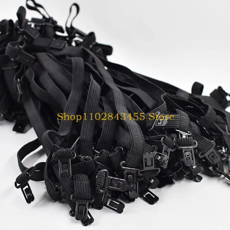 49MC 10Pcs/Set Men Women DIY Accessories Bow Tie Adjustable Polyester Belt with Clip Bowtie Black Elastic Strap Extender Band