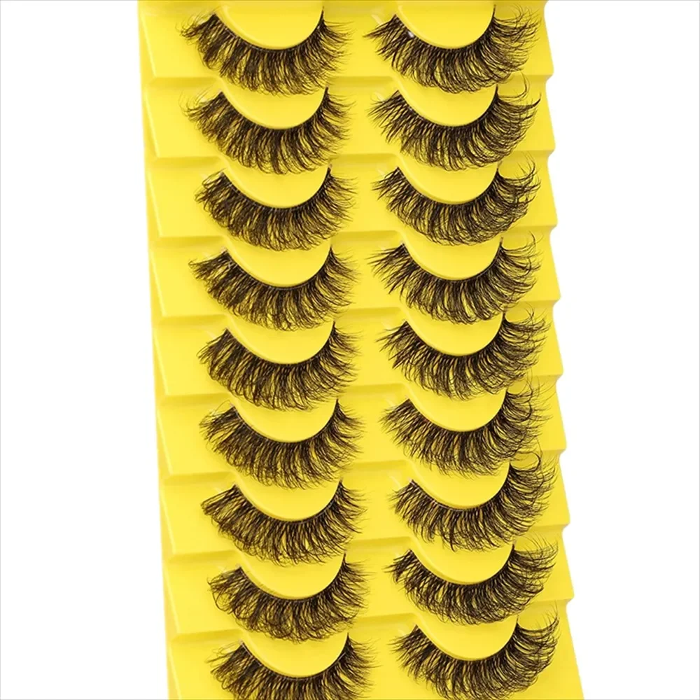 10 Pairs 6D Faux Mink Lashes Natural False Eyelashes Fluffy Soft Wispy Volume Dramatic Long Cross Eyelash Extension Makeup