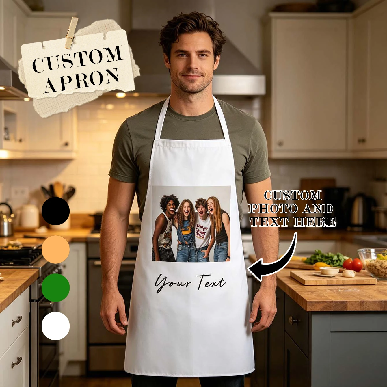 Customized apron Customized photo text Personalized cleaning tools Polyester waterproof creative gifts