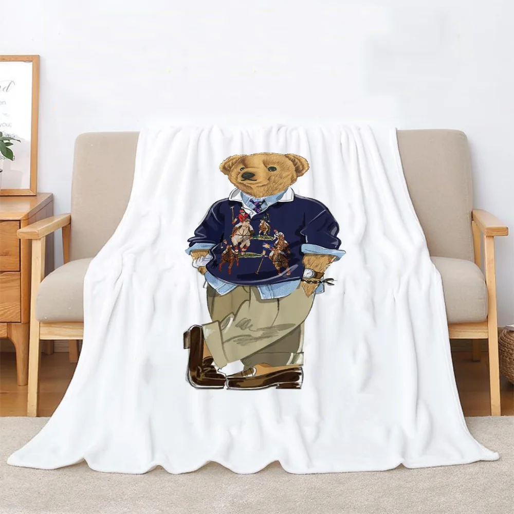 POLO Bears Fleece Throw Blanket Fluffy Luxury Blankets Characters Cotton Blanket for Sofas Interior for Home Home and Decoration