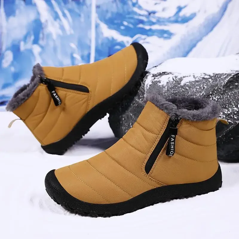 Winter Warm Fleece-Lined Cotton-Padded Shoes Men's Outdoor Casual Shoes Middle-Aged and Elderly Dad Shoes Slip-on Elderly Travel