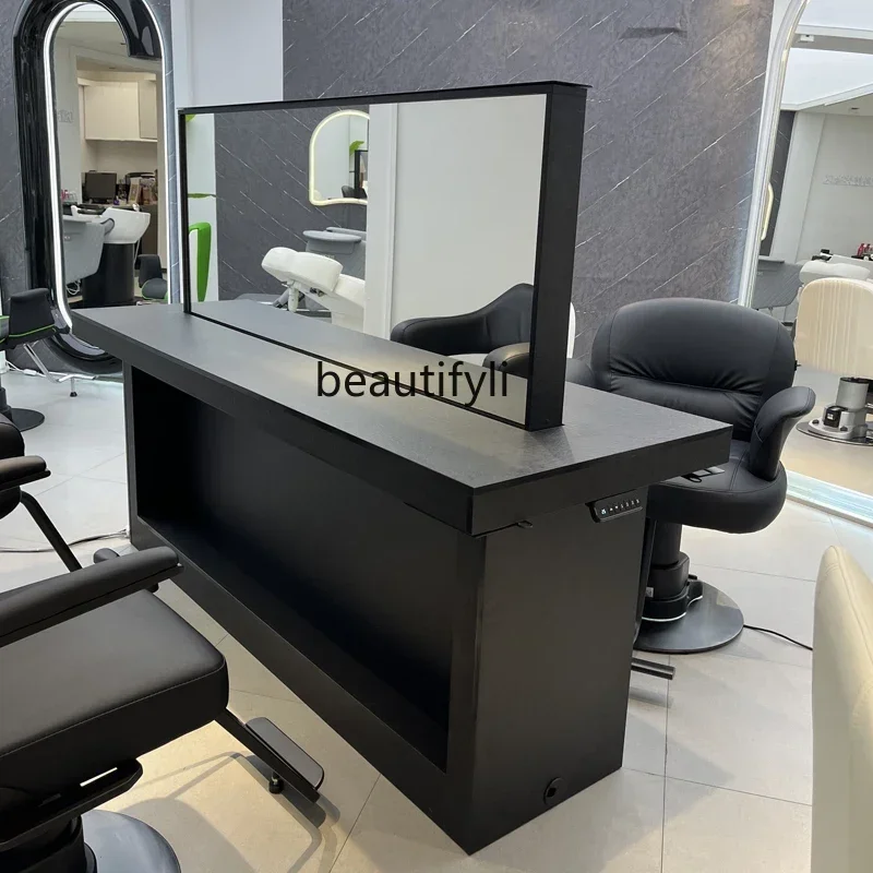 

For Hair Salon Electric Lifting Hairdressing Dressing Table Hot Dyeing Telescopic Hair Styling Station Dressing Table