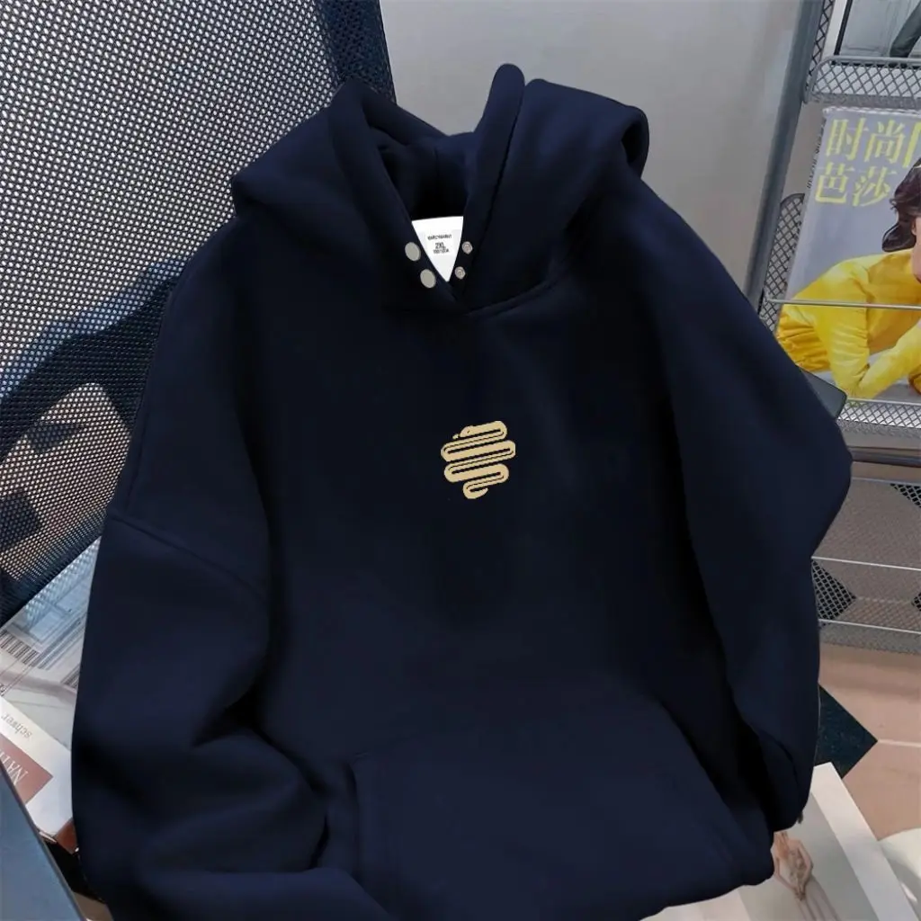 

100 % Pure Cotton Solid Color Hooded Sweatshirt for Women's Spring Autumn New Casual Fashionable Loose Slimming Versatile Hoodie