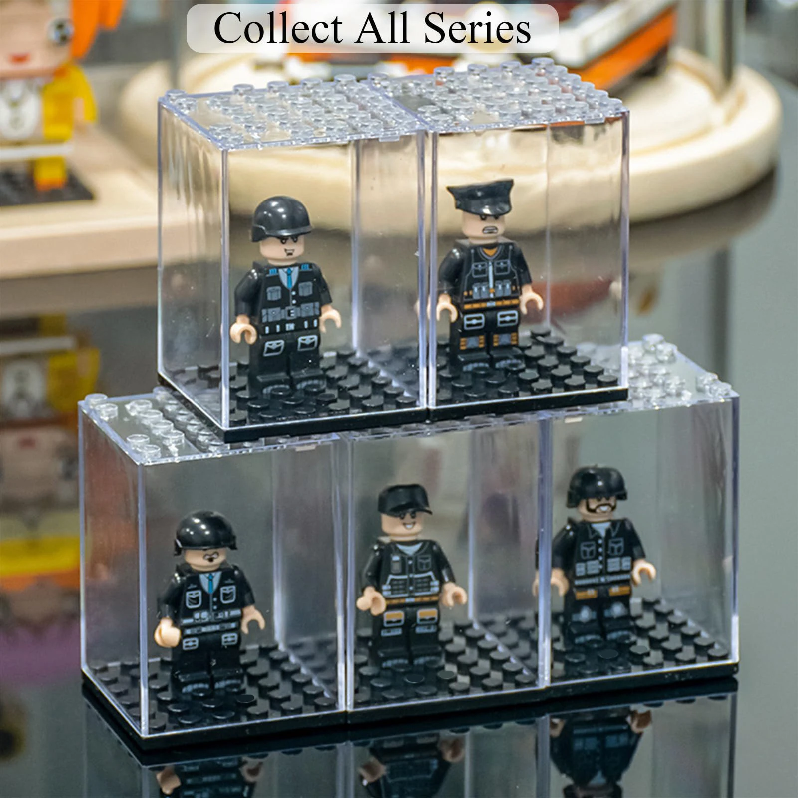 Acrylic Minifigures Display Case, Stackable Dustproof Building Block Display Box for Lego Action Figure Toys Storage Lego Lover