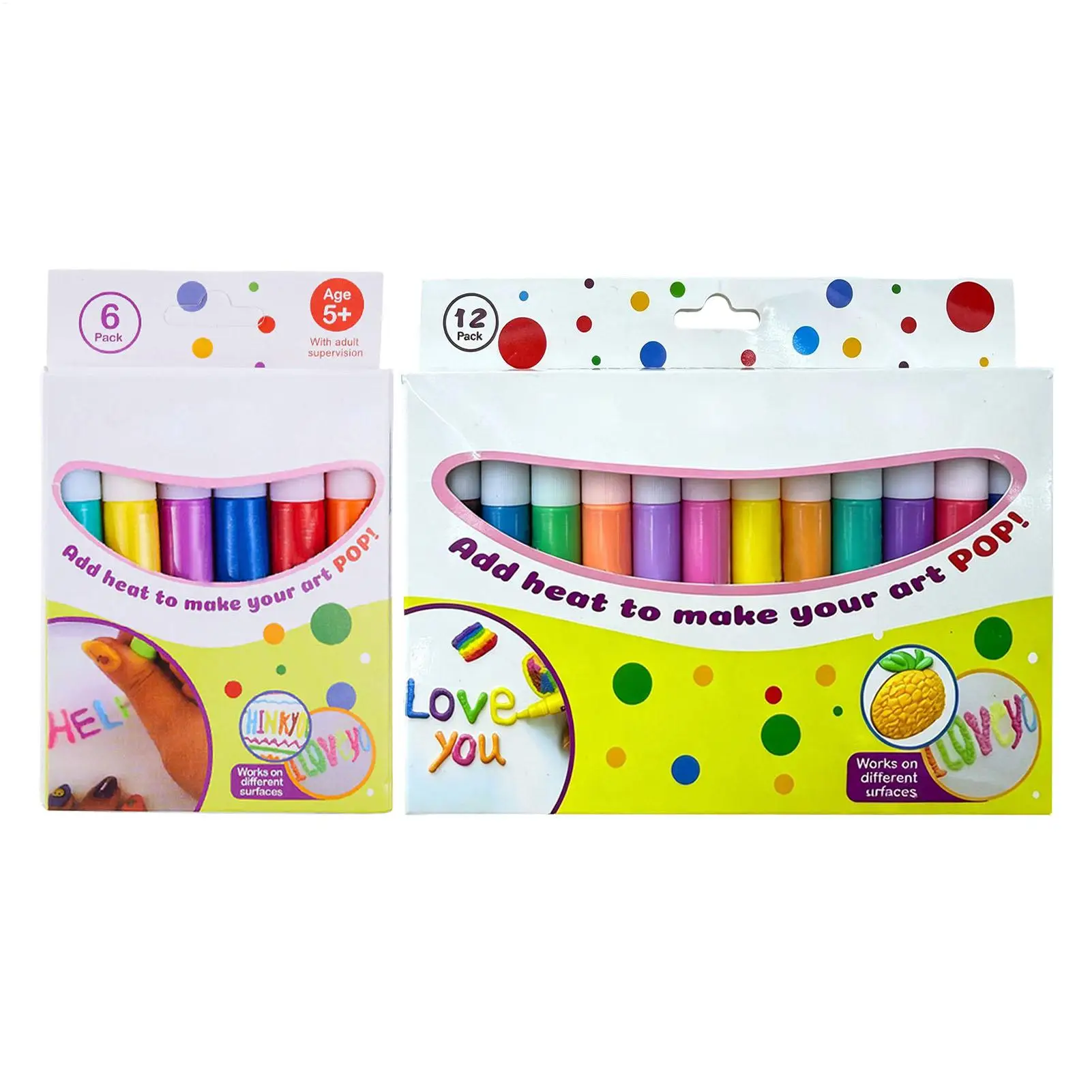 Heat Activated 3D Bubble Pen Set Expandable Popcorn Painting Marker Colorful DIY Craft Drawing Pens For Kids Paper Art Creation