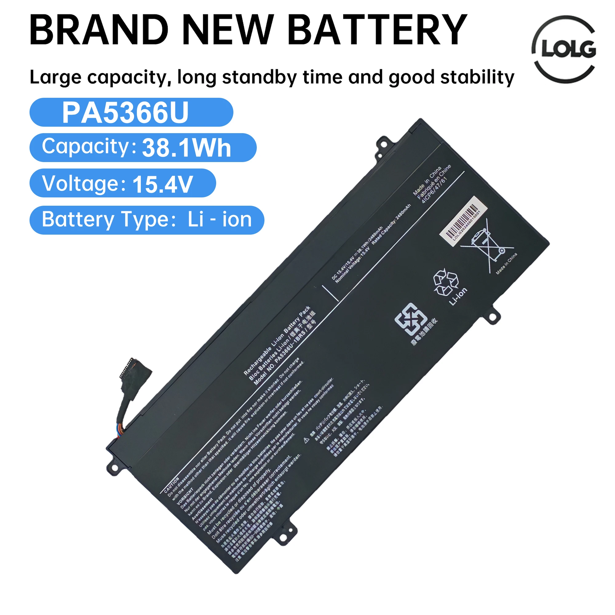 

PA5366U-1BRS Аккумулятор для ноутбука Toshiba Dynabook Satellite Pro L50-G 11P 13Q 138 15Q 17P Series 4ICP6/47/61 38.1WH