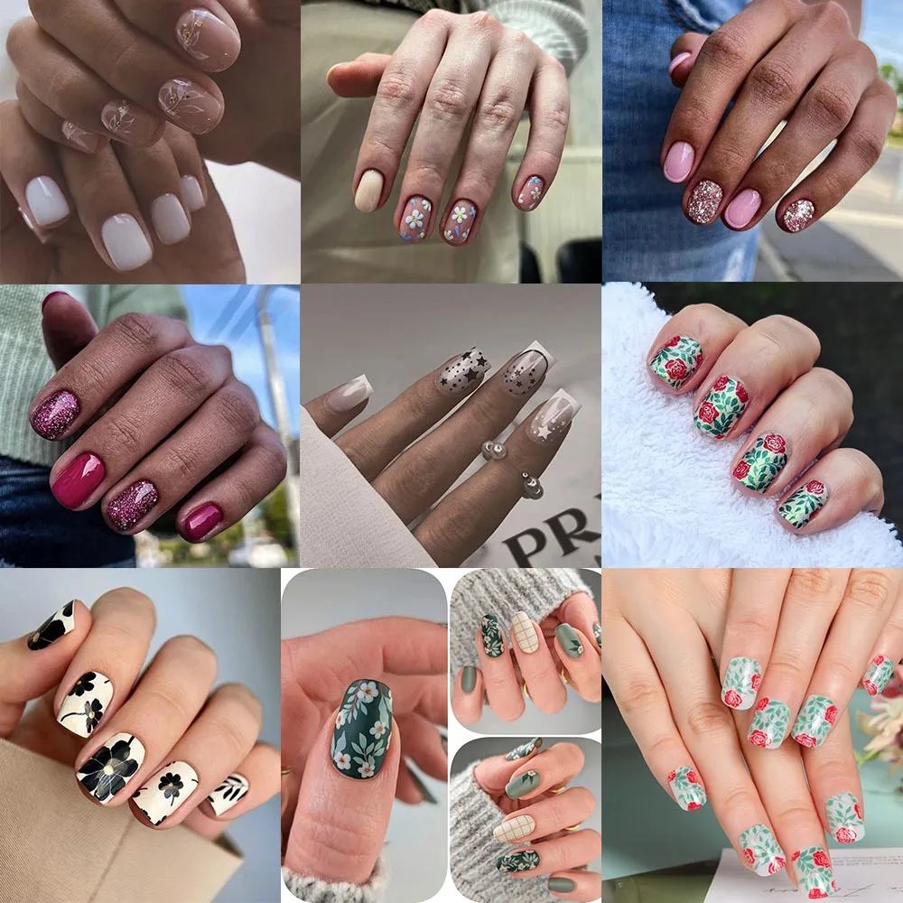 Wearable Manicure French Fake Nails Fashion Simple Retro style Nail Tips Full Cover Square Head Press on Nails Girl