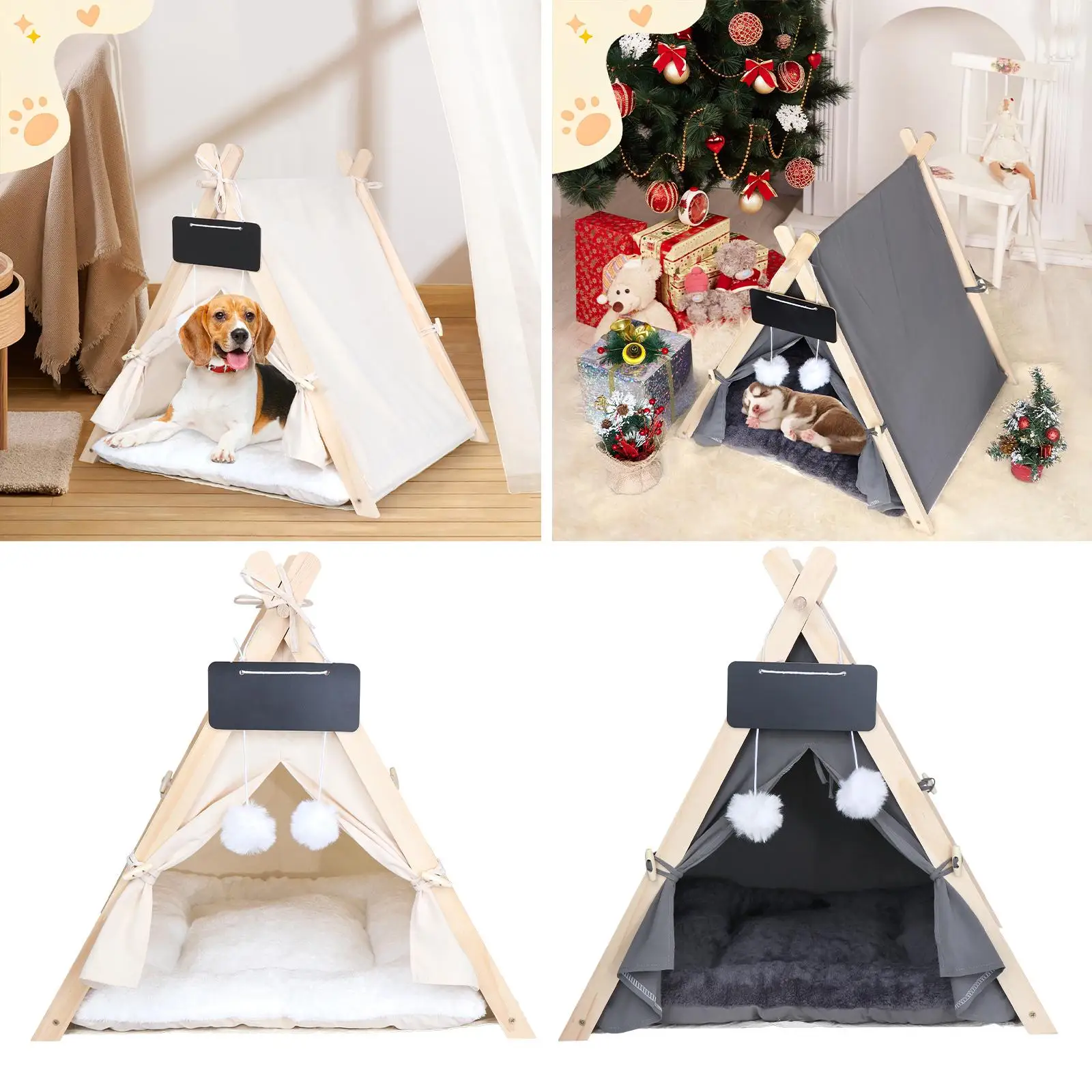 Teepee para mascotas, casa para perros, refugio, cama para dormir, cómoda tienda para gatos, cama, nido de invierno para actividades de ocio para interiores y exteriores