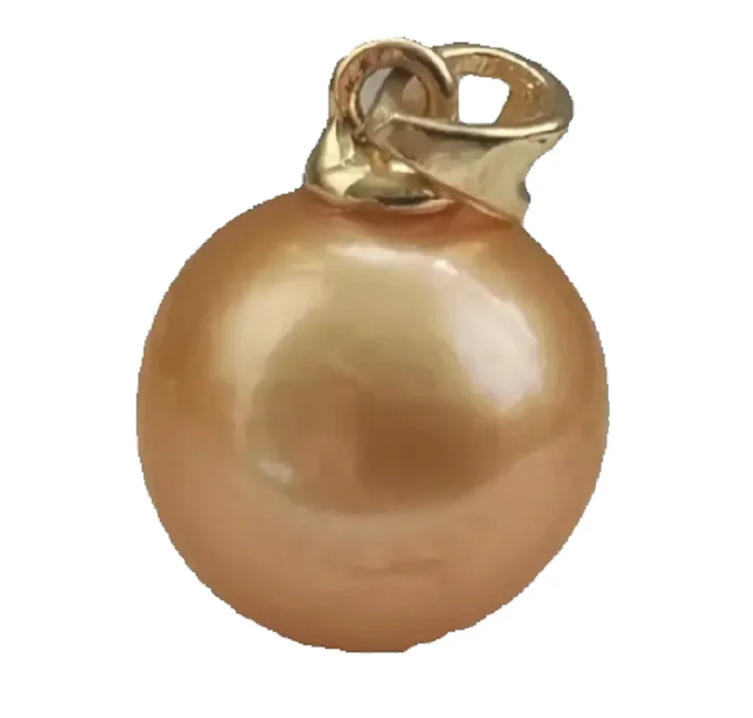 HUGE GENUINE 12-13MM SOUTH SEA GOLDEN PEARL PENDANT 14K YELLOW GOLD