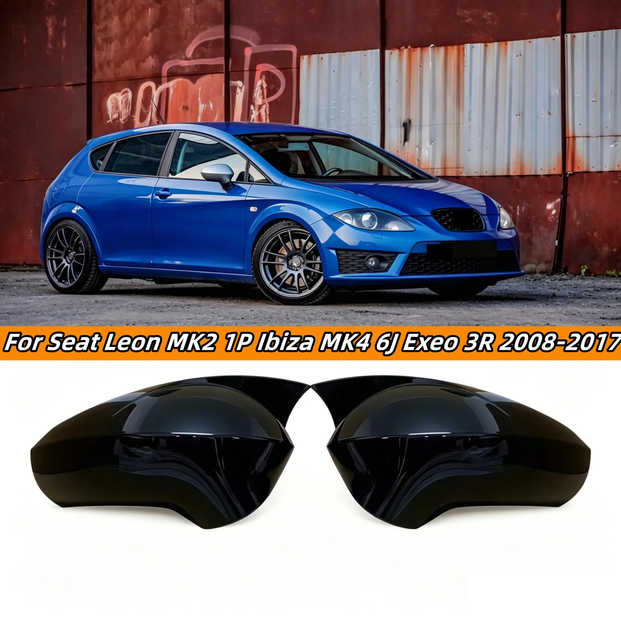 Pair Wing Mirror Cover Caps For SEAT Leon MK2 FR Cupra Ibiza MK4 2009-2012 Car Side Rear View External Car Part