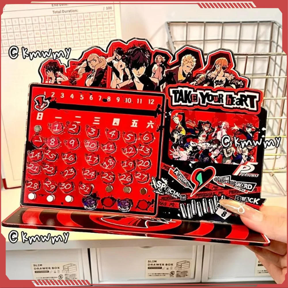 Calendario de escritorio Anime Persona 5 P5 Amamiya Ren, calendario acrílico perpetuo magnético Diy, adorno de calendario acrílico, juguetes decorativos