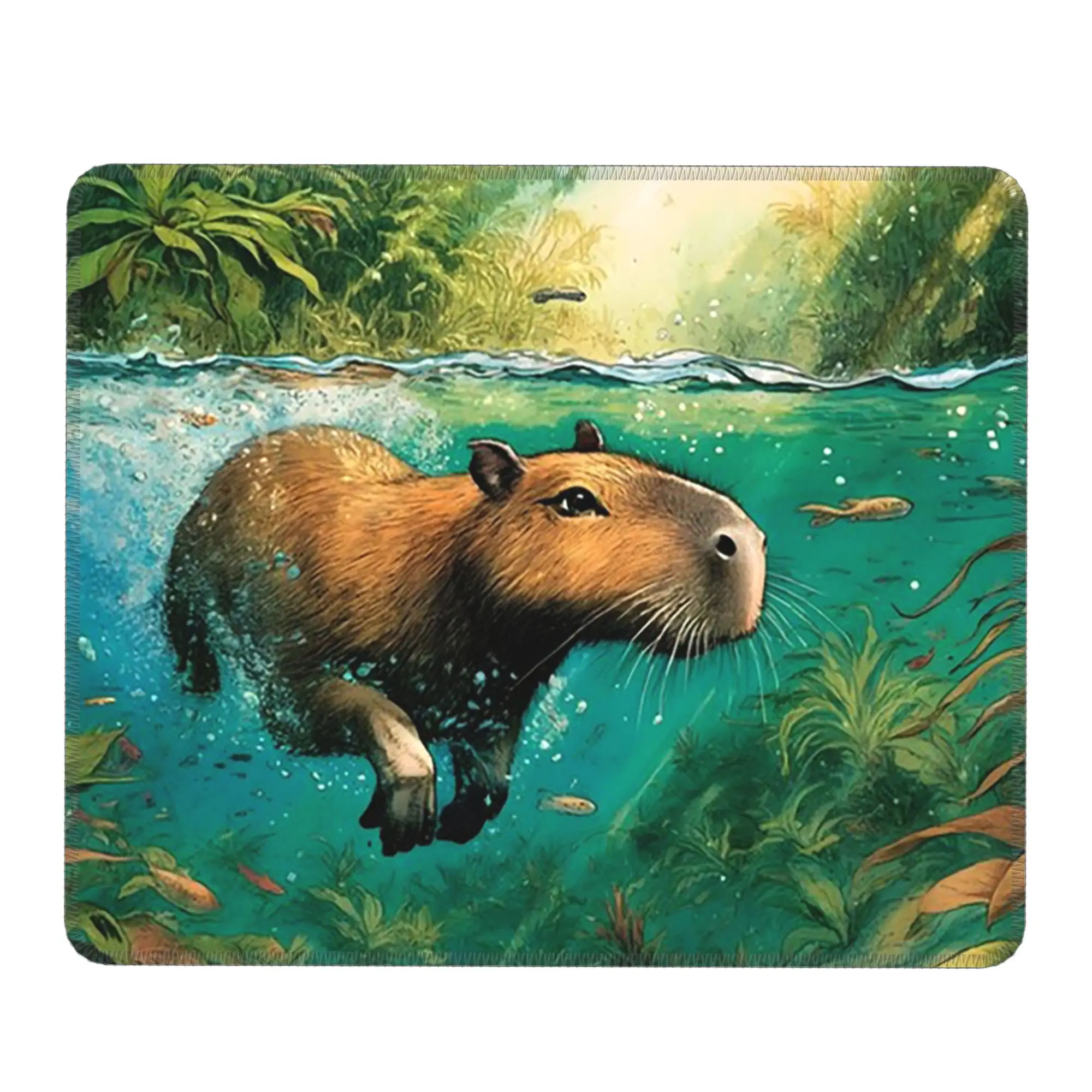 Adorable Underwater Capybara Mouse Pad Computer Keyboard Mouse Mat Gamer PC Laptop Desk Mat Office Accessories Table Mats